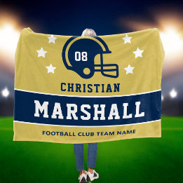 Couverture Polaire Or personnalisé football nom numéro Navy Or