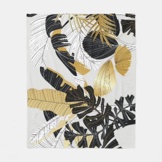 Couverture Polaire Or, plantes tropicaux noirs : luxe.