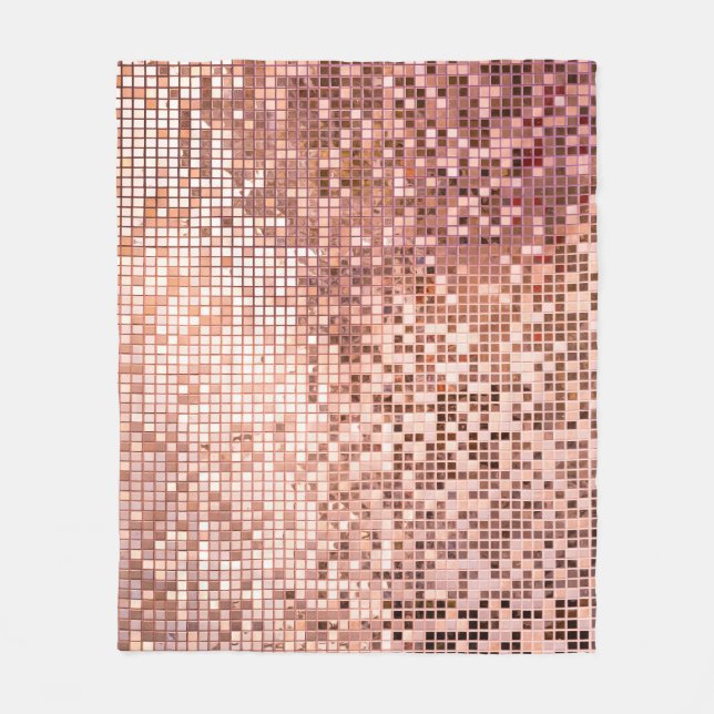 Couverture Polaire or rose : carreaux de mosaïque carré. (Devant)