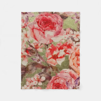 Couverture Polaire Or Rose Floral Fleur Raspberry Rose Aquarelle