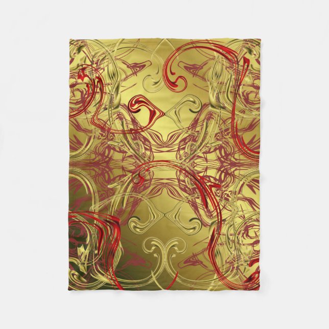 Couverture Polaire or, rouge et noir brillant de couleur festive (Devant)