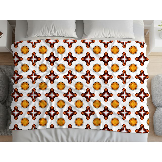 Couverture Polaire Orange and yellow mandala pattern  (Créateur téléchargé)
