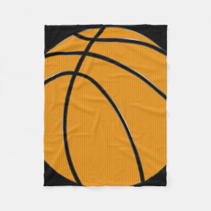 Couverture Polaire Orange Basketball Design avec Arrière - plan noir