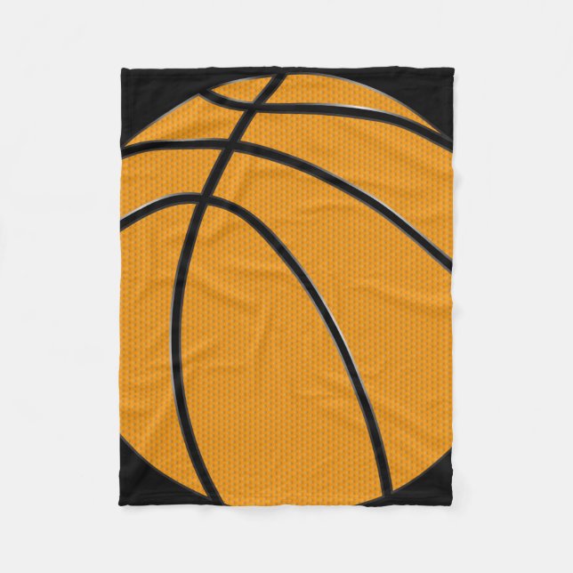 Couverture Polaire Orange Basketball Design avec Arrière - plan noir (Devant)