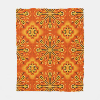 Couverture Polaire Orange Boho Abstrait Motif décoratif