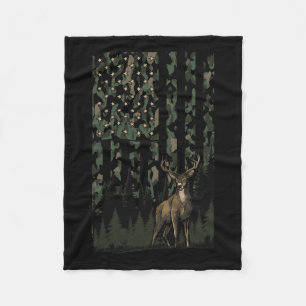 Couverture Polaire Orange Camo Deer Drapeau Américain Cadeaux De Chas