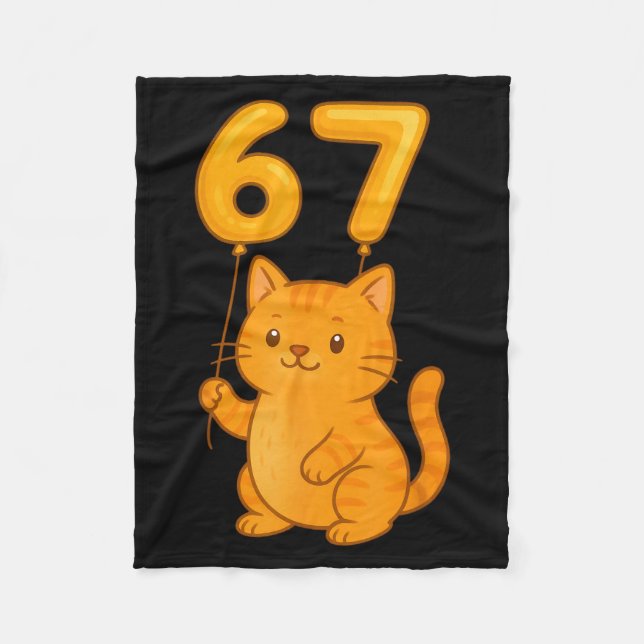 Couverture Polaire Orange Cat 67 Meme Six Seven Balloon Funny Gen Alp (Devant)