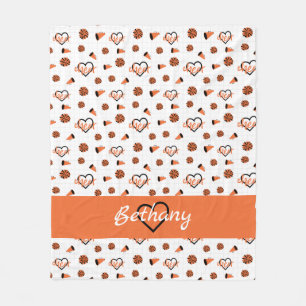 Couverture Polaire Orange Coeurs de poire, Pom Poms, Motif de mégaph