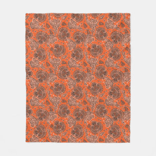 Couverture Polaire Orange damassé paisley floral ethnique orienté
