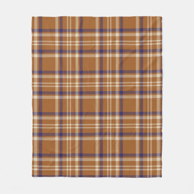 Couverture Polaire Orange Glen Plaid texturé transparent motif abstra (Devant)