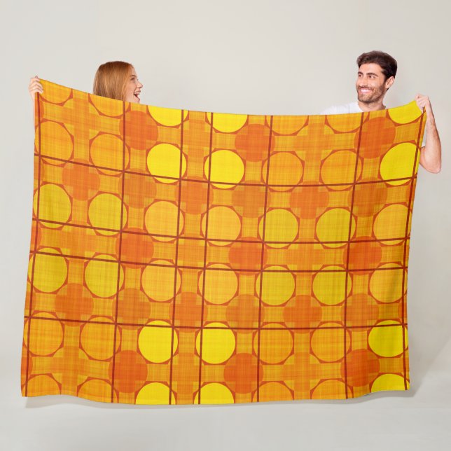 COUVERTURE POLAIRE ORANGE JAUNE MOTIF PLAID AUTOMNE (En situation)