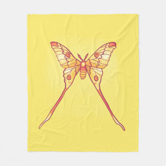 Couverture Polaire Orange Luna Moth Art - Insecte colorée