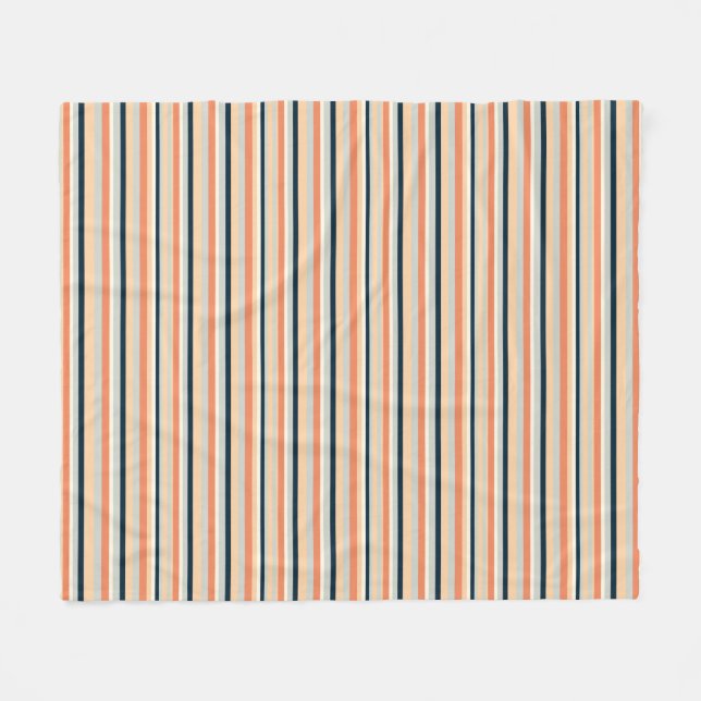 Couverture Polaire Orange moderne et marine en bande verticale (Devant (Horizontal))
