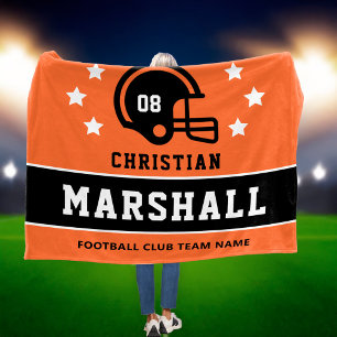 Couverture Polaire Orange Noir Maillot de Football Personnalisé Numér