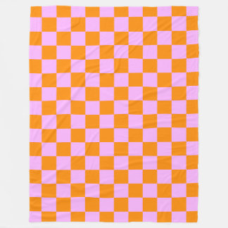 Couverture Polaire Orange + Pink Check À damiers Motif de tableau de