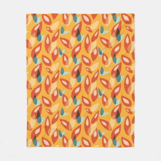 Couverture Polaire Orange Retro Moderne Feuilles géométriques les ann