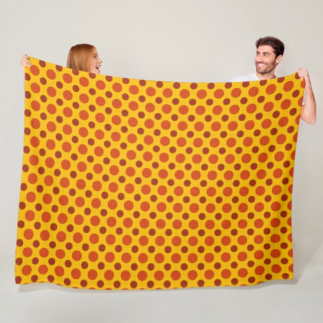 COUVERTURE POLAIRE ORANGE ROUGE JAUNE POIS DE L'AUTOMNE (En situation)
