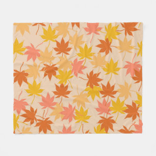 Couverture Polaire Orange Rustique Botanique Feuille Motif Automne