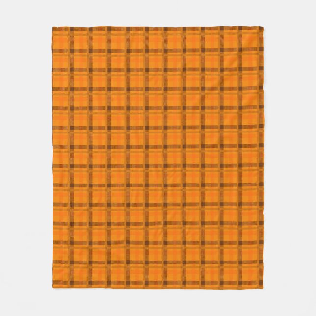 Couverture Polaire Orange - Tartan Brown Plaid Motif Check (Devant)