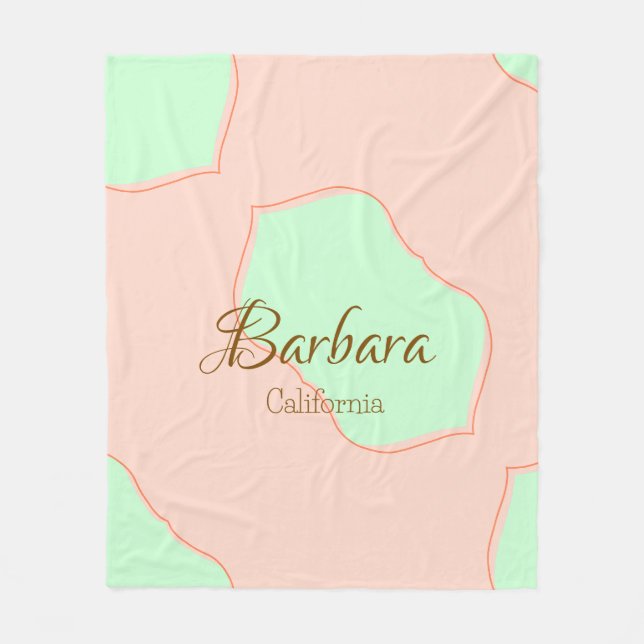 Couverture Polaire Orange vert pastel boho ajouter nom place rustique (Devant)