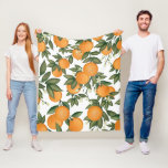 Couverture Polaire Oranges d'agrumes fraîches d'été<br><div class="desc">couverture à thème agrumes avec de belles oranges peintes à la main et une végétation luxuriante</div>