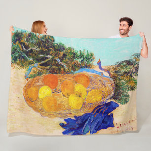 Couverture Polaire Oranges et citrons avec gants bleus, Van Gogh