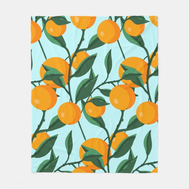 Couverture Polaire oranges sur branches de feuilles sans soudure moti (Devant)