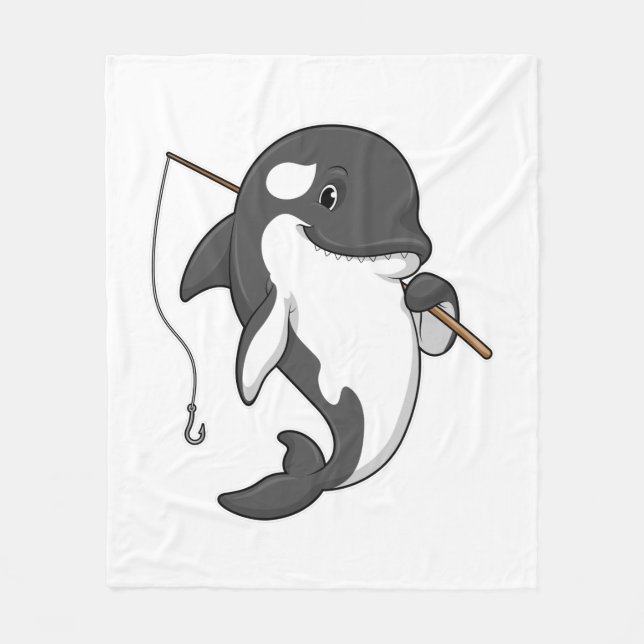 Couverture Polaire Orca comme Fisher avec une barre de pêche (Devant)