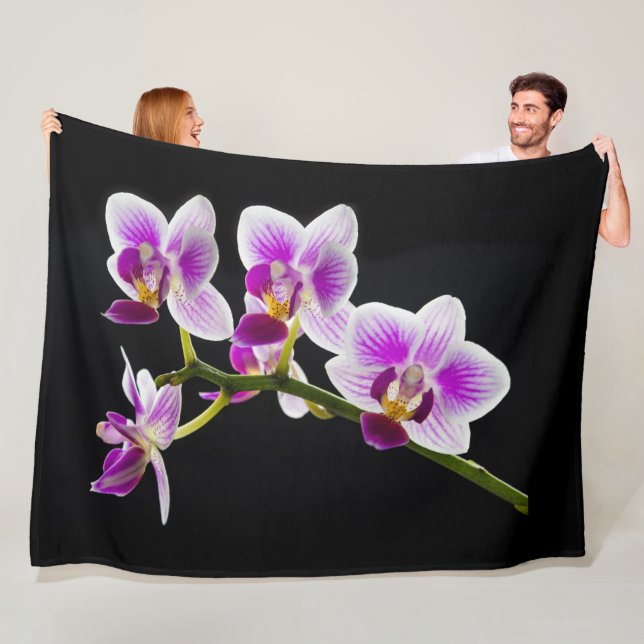 Couverture Polaire Orchidée blanche et violette (En situation)