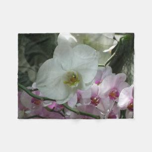 Couverture Polaire Orchidées blanches et violettes