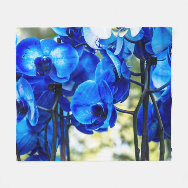 Couverture Polaire Orchidées bleues (Devant (Horizontal))