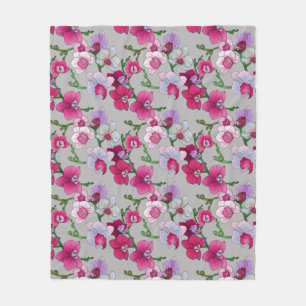 Couverture Polaire Orchidées roses en fleur