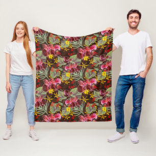 Couverture Polaire Orchidées rouges.