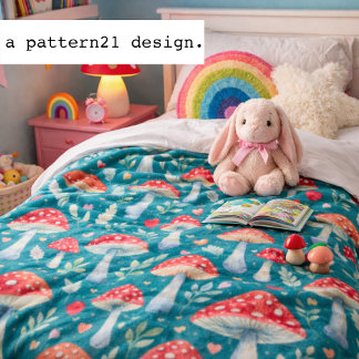 Couverture Polaire oreiller jeté à motif de champignon en aquarelle