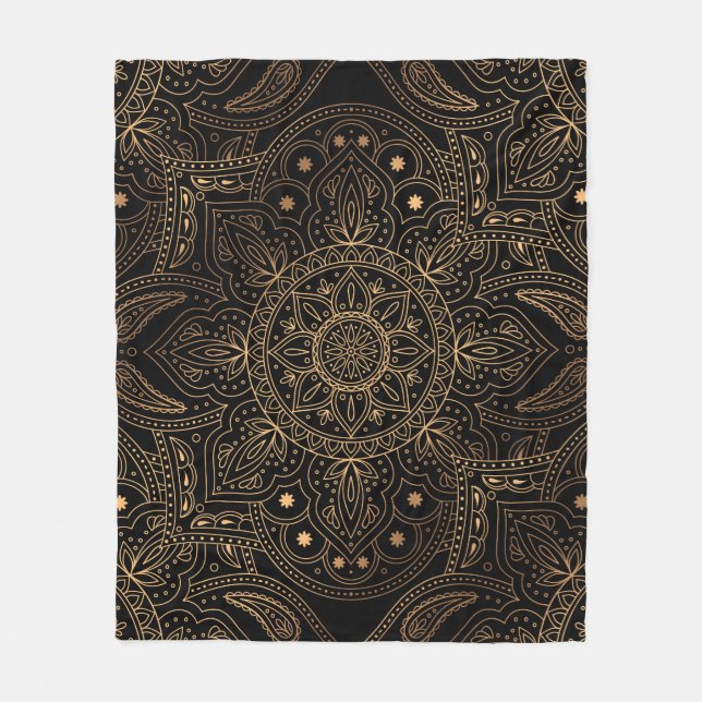 Couverture Polaire Oriental Mandala, Luxury Vintage Motif. (Devant)