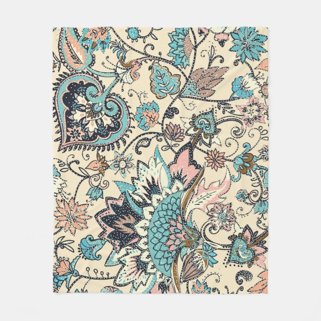 Couverture Polaire Oriental Paisley : Elégance Textile Stylisée. (Devant)