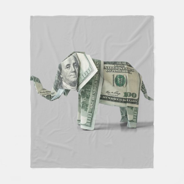 Couverture Polaire Origami Argent Éléphant 100 $ (Devant)
