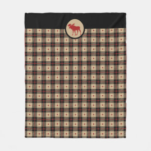 Couverture Polaire Orignaux rouges de motif de plaid de Buffalo noir