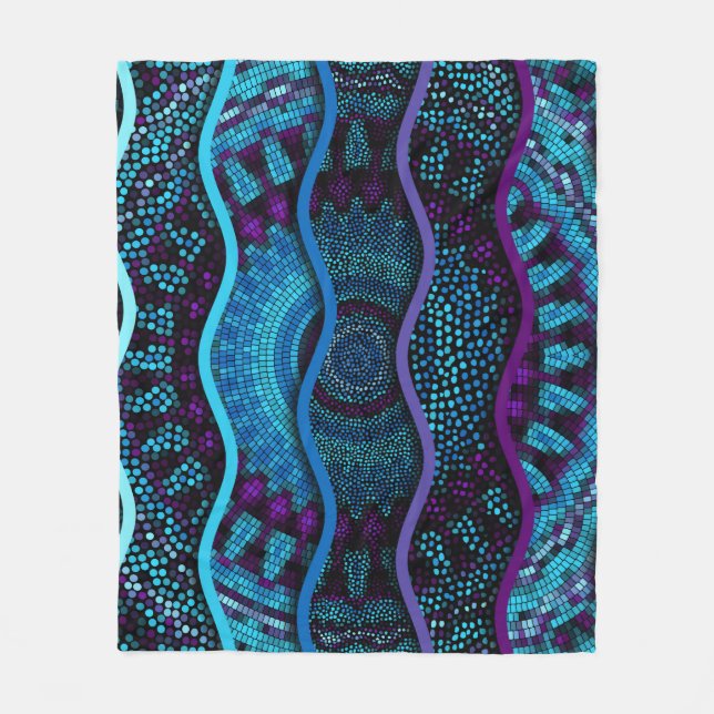 Couverture Polaire Ornate seamless texture background. Relief waves o (Devant)