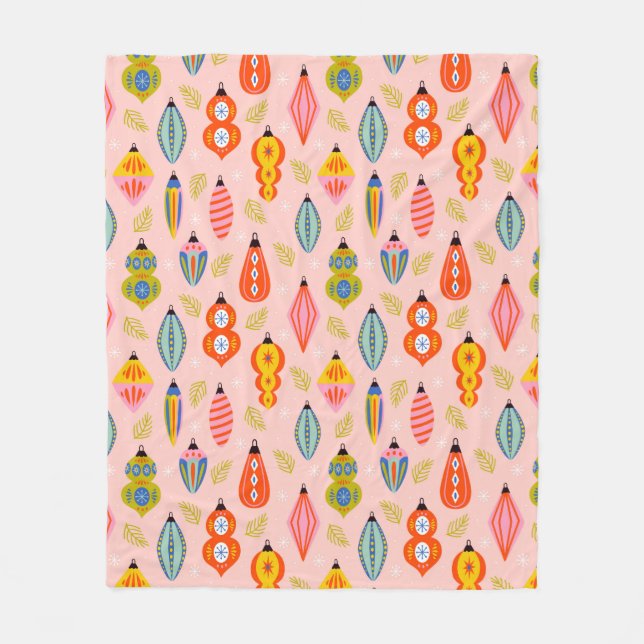 Couverture Polaire Ornements colorés rétro Motif de Noël (Devant)