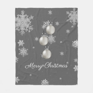 Couverture Polaire Ornements de Noël en argent Blanche polaire