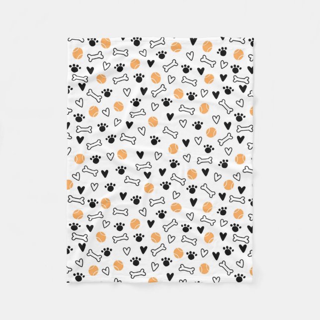 Couverture Polaire Os, balles, coeurs et pattes (Devant)