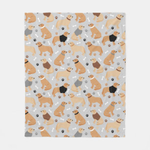 Couverture Polaire Os et pattes d'or Retriever Blanche polaire