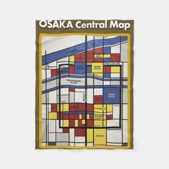 Couverture Polaire OSAKA central map Piet Mondrian style (Devant)