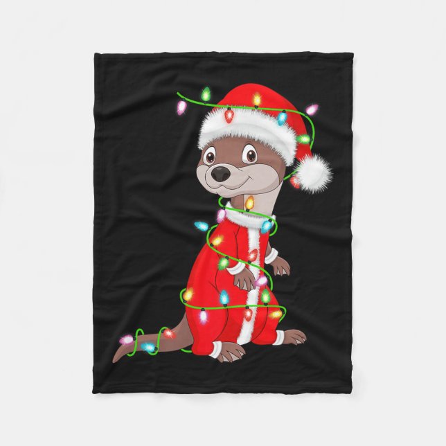 Couverture Polaire Otter Christmas Lights Santa Costume Cute Animal X (Devant)