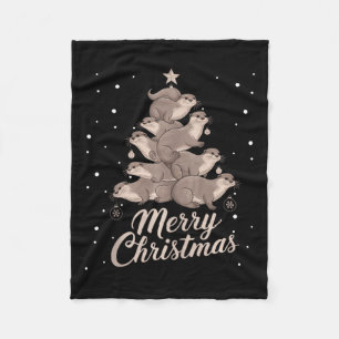 Couverture Polaire Otter Xmas Tree Otter Christmas Tree Joyeux Noël