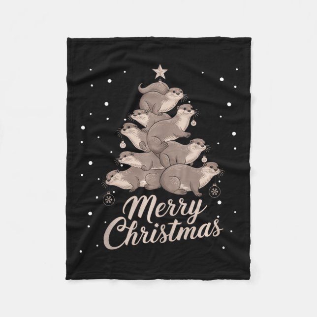 Couverture Polaire Otter Xmas Tree Otter Christmas Tree Joyeux Noël (Devant)