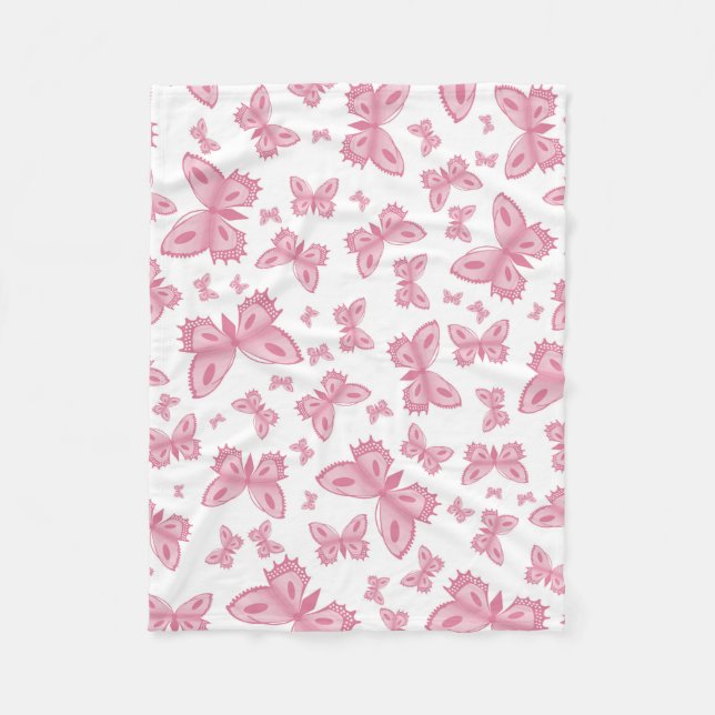 Couverture Polaire Ouatine rose de papillon (Devant)