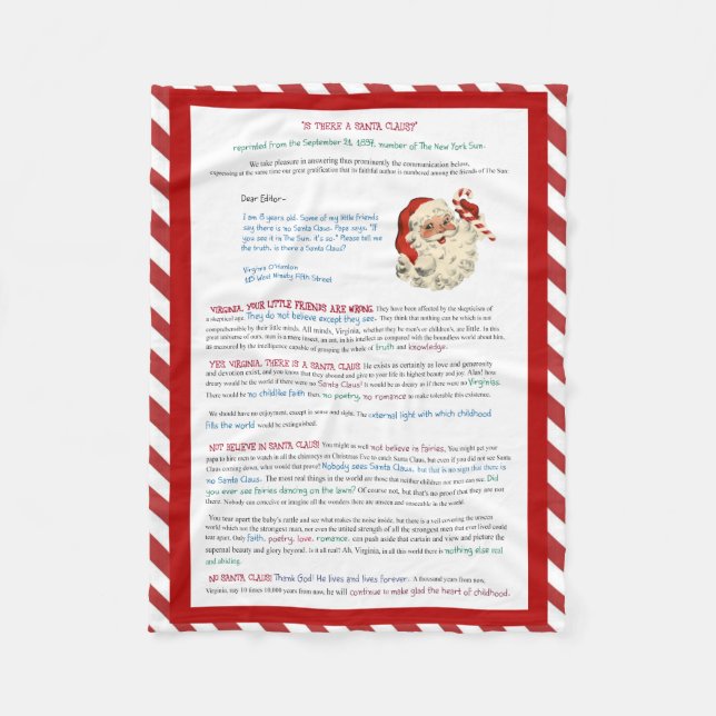 Couverture Polaire Oui, la Virginie il y a Noël du père noël (Devant)