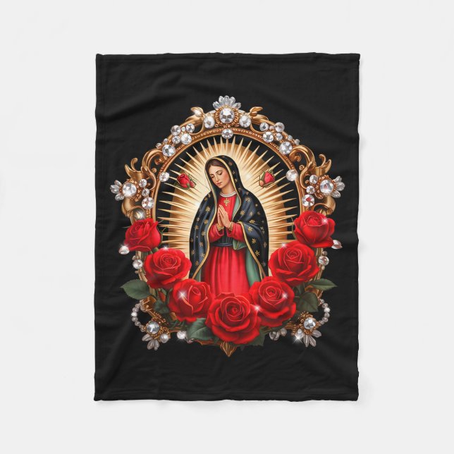 Couverture Polaire Our Lady Guadalupe Saint Virgin Mary In Roses Flow (Devant)